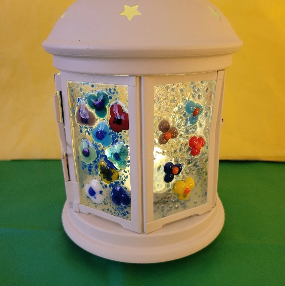 Handmade Metal Lantern with fused Glass (310)